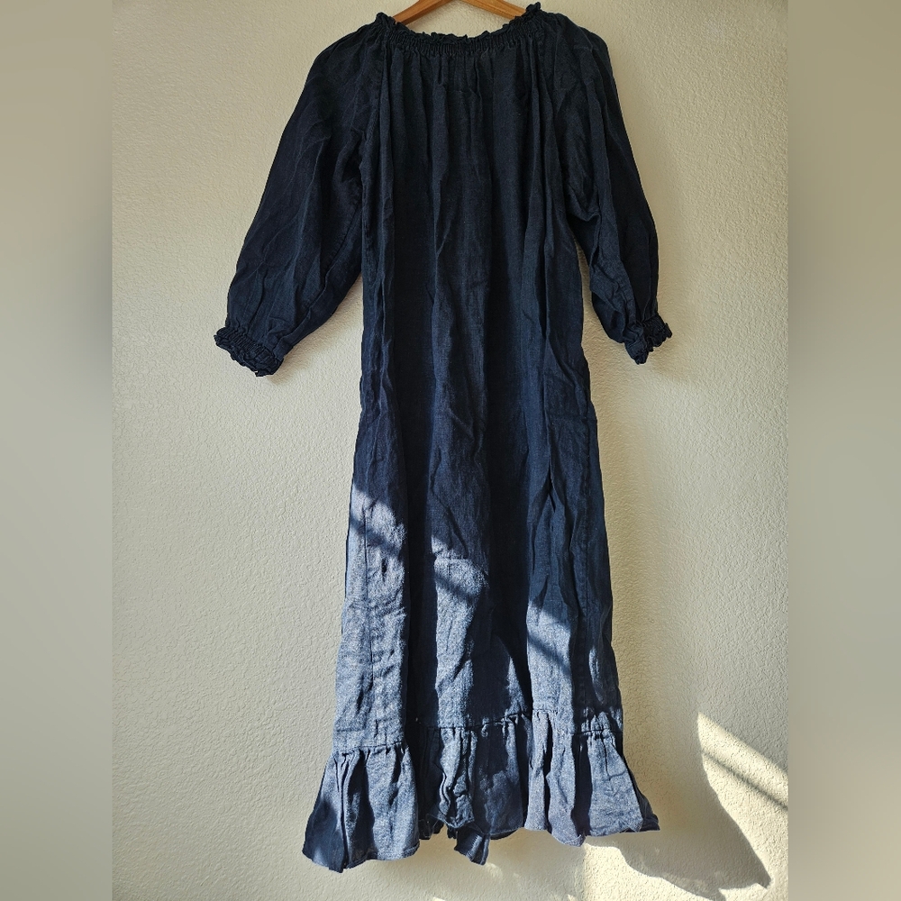Sleeper 100% linen navy lounge dress - Picture 9 of 13